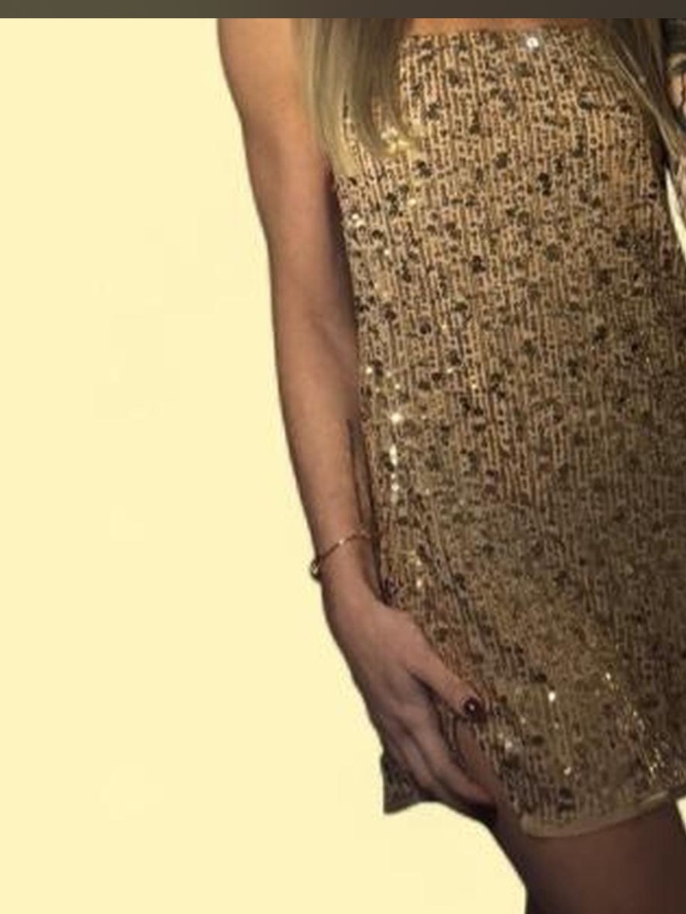 Free people work once spaghetti starGold Sequin Mini Dress - Women's Party Dress
